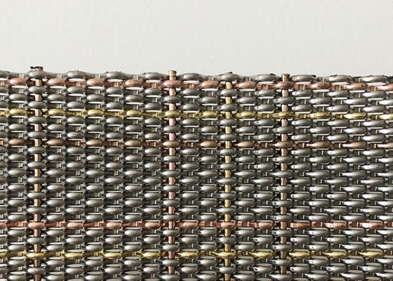 สามสี 8m Crimped ตาข่ายโลหะสถาปัตยกรรมการขัดถู Resisitance การออกแบบตกแต่งภายใน
