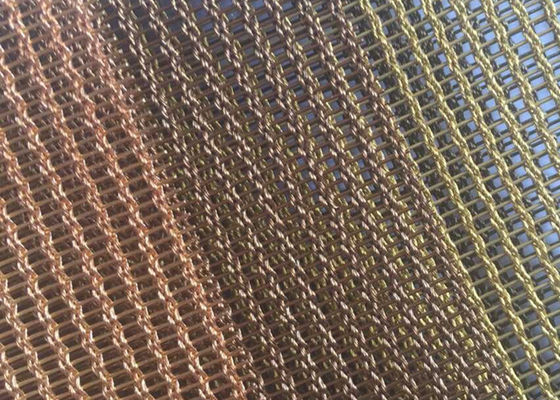 ลวดตาข่ายกระจกลามิเนต 1.5 มม. ตกแต่งทองเหลืองสีทอง