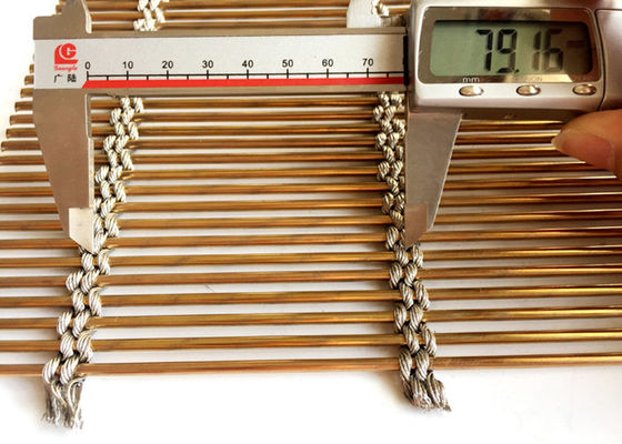 สายเคเบิลสีทองหน้าจอตาข่ายโลหะสถาปัตยกรรม Pvd กว้าง 6 เมตร