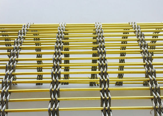 ฉากกั้นตกแต่ง 7mm สแตนเลสตาข่ายสถาปัตยกรรมสีทอง Metal