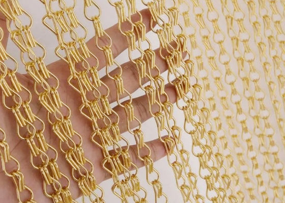 ISO9000 ตกแต่ง 2.0 มม. Chain Link Door Fly Curtain ทนต่อการสึกกร่อน