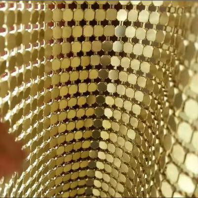 อลูมิเนียมสลัด Shimmer โลหะ Sequin สายพันธุ์ Link ผ้าสําหรับผ้าม่าน โลหะ Mesh ผ้า