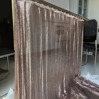อลูมิเนียมสลัด Shimmer โลหะ Sequin สายพันธุ์ Link ผ้าสําหรับผ้าม่าน โลหะ Mesh ผ้า