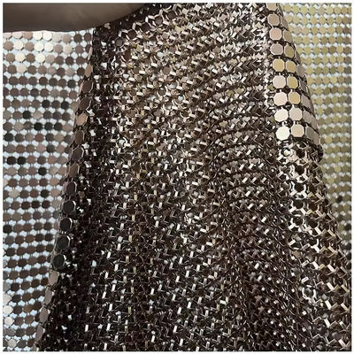 อลูมิเนียมสลัด Shimmer โลหะ Sequin สายพันธุ์ Link ผ้าสําหรับผ้าม่าน โลหะ Mesh ผ้า