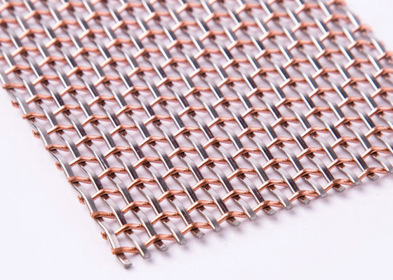 4mm 8m ทองแดงสีแดงตกแต่งหน้าจอตาข่ายโลหะแข็งต่อต้าน Impact