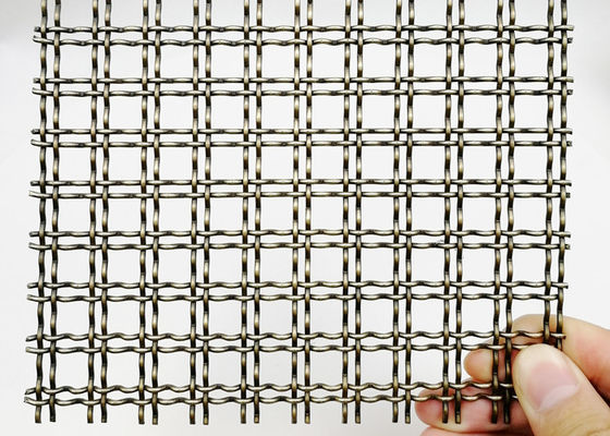 พาร์ติชั่น Crimped Weave Wire Mesh ทองเหลืองโบราณ PVD แผงตกแต่งตาข่าย