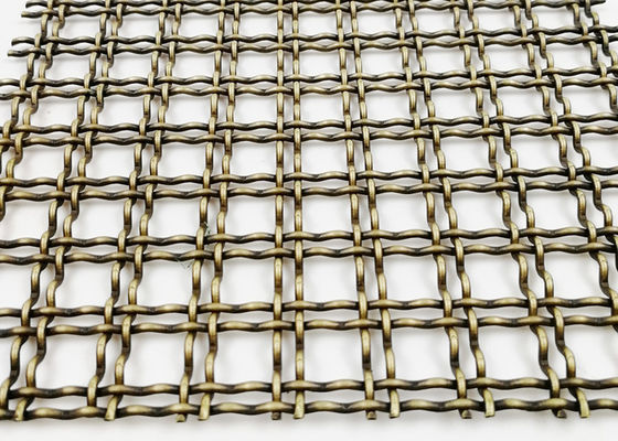 พาร์ติชั่น Crimped Weave Wire Mesh ทองเหลืองโบราณ PVD แผงตกแต่งตาข่าย