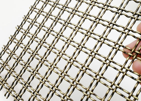 พาร์ติชั่น Crimped Weave Wire Mesh ทองเหลืองโบราณ PVD แผงตกแต่งตาข่าย