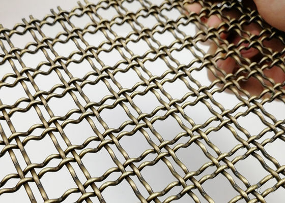 พาร์ติชั่น Crimped Weave Wire Mesh ทองเหลืองโบราณ PVD แผงตกแต่งตาข่าย