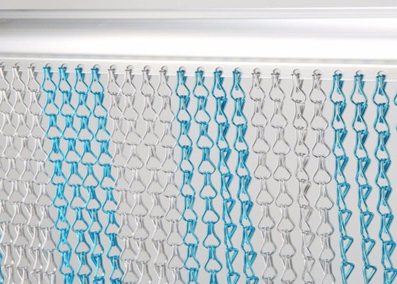 OEM อลูมิเนียม Chain Fly Screen ม่านเงินลิงค์ 1.6mm Dia 24mm Hook