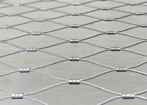 ตาข่ายลวดสลิงสแตนเลสถัก 210x210mm 7x19 โครงสร้างสายเคเบิล