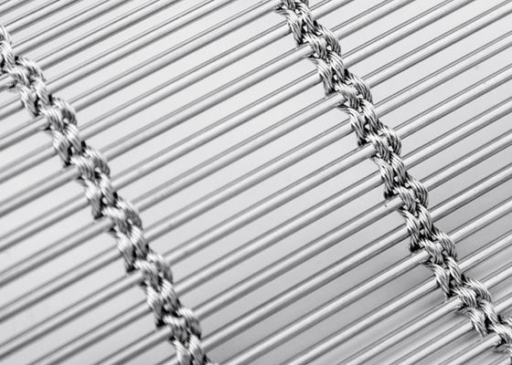 6m X 120m ม่านตาข่ายสถาปัตยกรรมสแตนเลสสีธรรมชาติ Facade MetalFabric ทอ