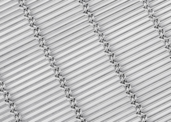 6m X 120m ม่านตาข่ายสถาปัตยกรรมสแตนเลสสีธรรมชาติ Facade MetalFabric ทอ